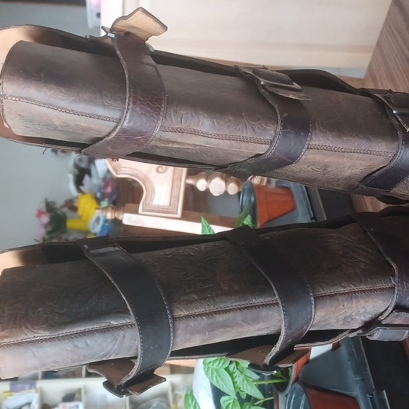 JB Dillon Boots Tooled Leather Knee High, Buckle, 12B - Picture 6 of 11